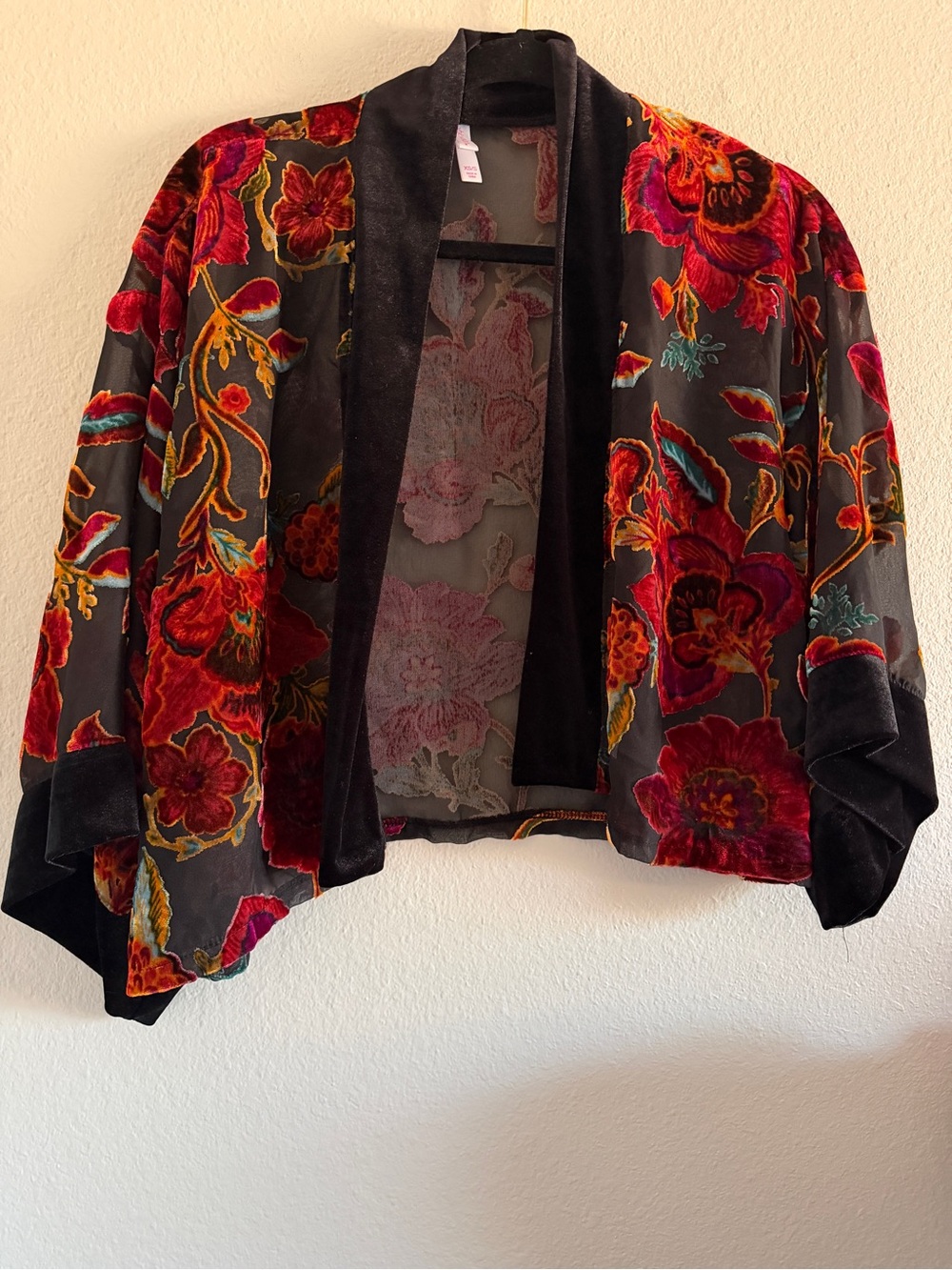 Velvet Burnout Kimono Floral Black Whimsigoth XS/S